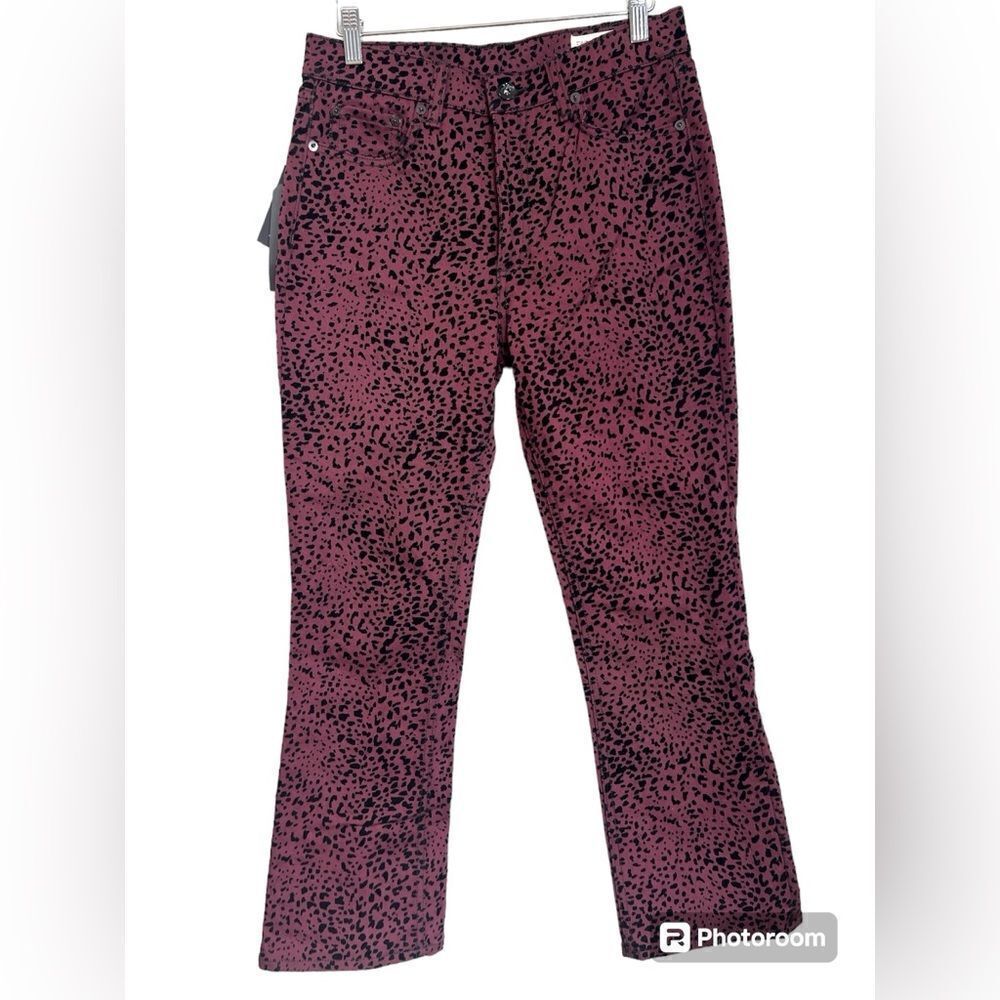 Rag & Bone velvet burgundy cheetah print pants Hana size 27 new rocker edgy